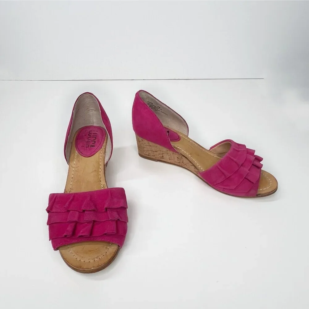 LUCCA LANE‎ Saddie Wedge Pink Sandals 8